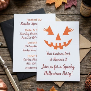 Convites Abóbora de Halloween Personalizada Feminina Jack O