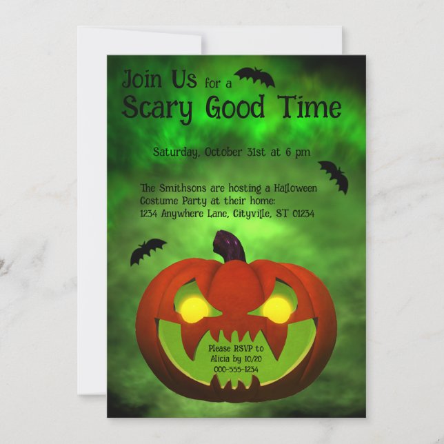 Convites Abóbora de Mau de Spookie (Frente)