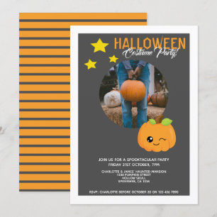 Convites Abóbora Do Festa De Halloween E Estrelas Personali
