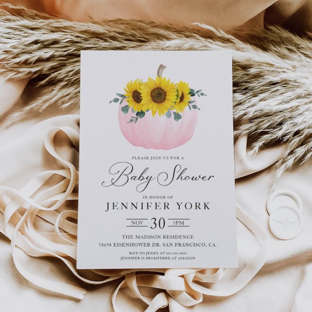 Convites Abóbora e Chá de fraldas de Girassol (Criador carregado)