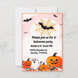 Convites Abóbora e Fantasma do Halloween moderno e bonito