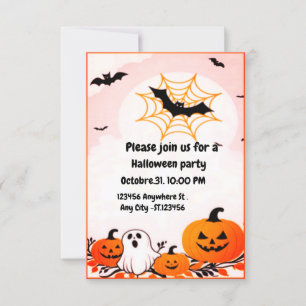 Convites Abóbora e Fantasma do Halloween moderno e bonito