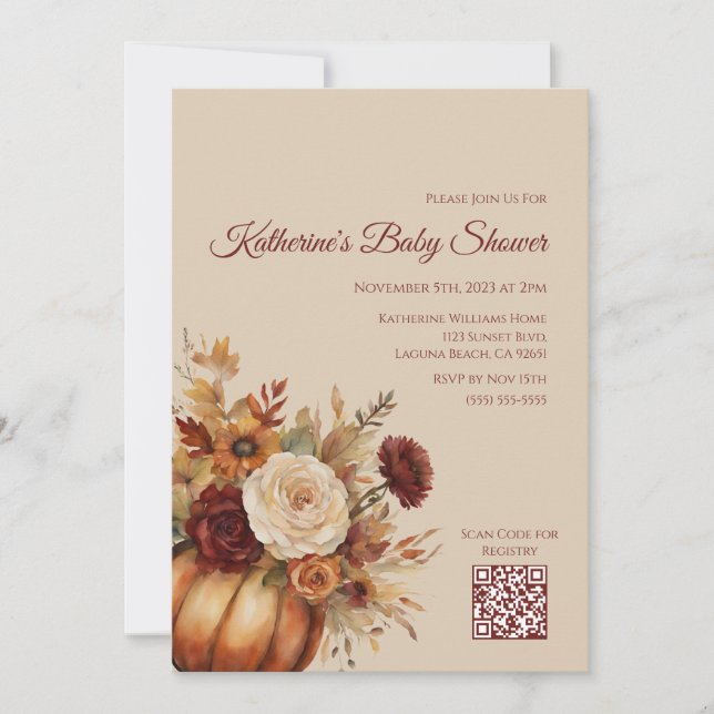 Convites Abóbora e flores de chá de fraldas-d-água- (Frente)