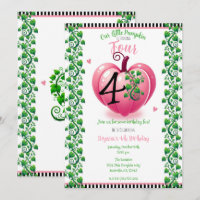 Abóbora e Folhas de Coração Rosa Festa de Aniversá