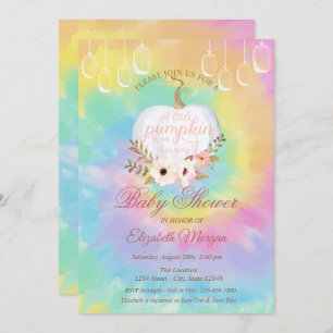 Convites Abóbora Elegante, Chá de fraldas Corante Floral