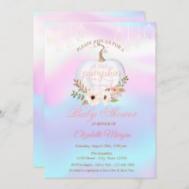 Convites Abóbora Elegante,Chá de fraldas Holográfico Floral