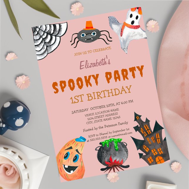 Convites Abóbora Fantasma Aniversário de Halloween (Criador carregado)