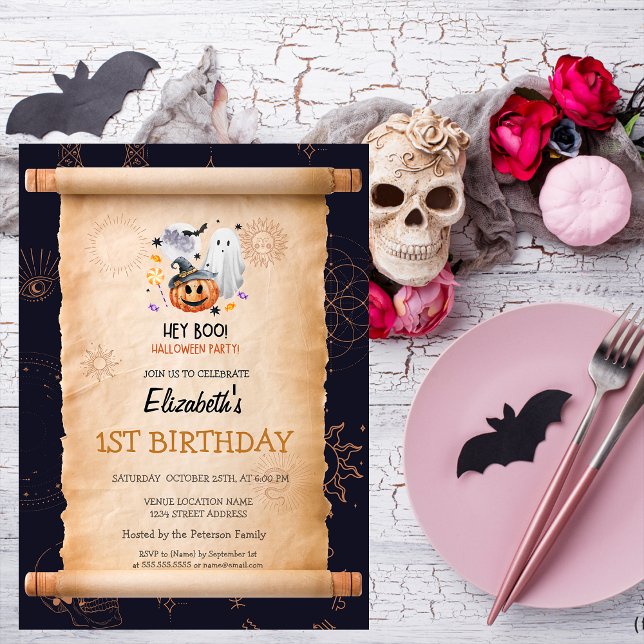 Convites Abóbora Fantasma Halloween Místico Aniversário (Criador carregado)