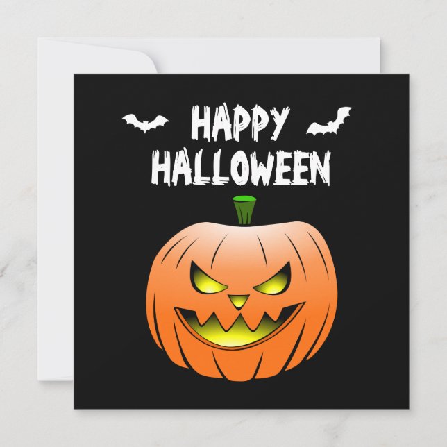 Convites Abóbora Feliz Halloween Jack O'lantern (Frente)