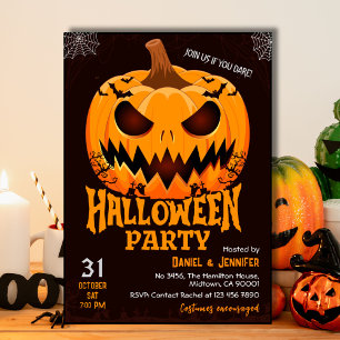 Convites Abóbora Flamejante Jack o lantern morcegos Hallowe