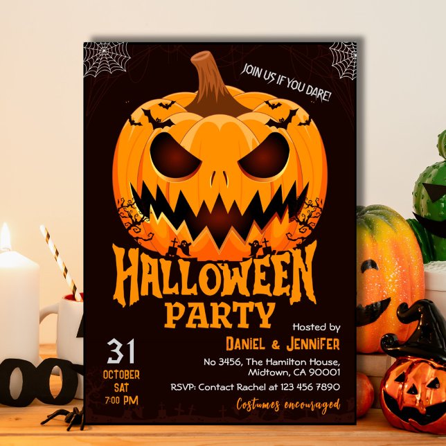 Convites Abóbora Flamejante Jack o lantern morcegos Hallowe (Criador carregado)