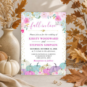 Convites Abóbora Floral Roxa e Azul Casamento de Outono