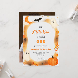 Convites Abóbora Laranja Fantasma Aquarela Aniversário Hall