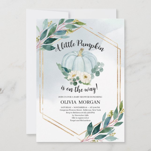 Convites Abóbora pastel verde-verde-azul (Frente)