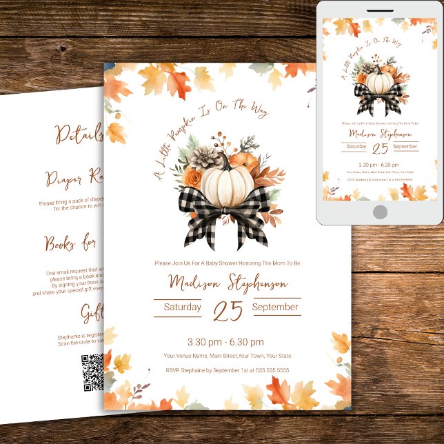 Convites Abóbora Pequena de Fita de xadrez no Caminho do Có (Criador carregado)