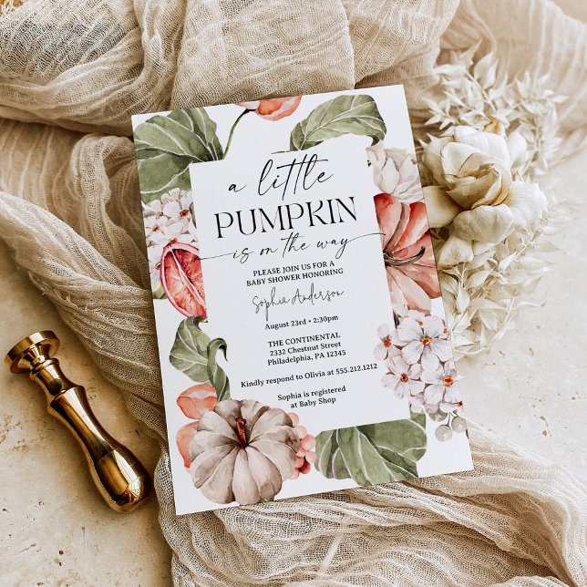 Convites Abóbora Picada Um Pequeno Chá de fraldas De Abóbor (Criador carregado)