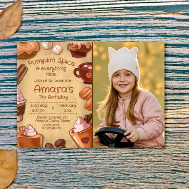 Convites Abóbora Tempero e Tudo Bom com Foto (Pumpkin Spice and Everything Nice with Photo Picture Landscape Invitation)