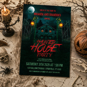 Convites Abóboras Assustadoras Casa Assombrada de Halloween