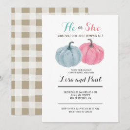 Convites Abóboras Azuis Rosa Que Ou Ela Revelam Sexo