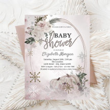 Abóboras Boho Flores, Flocos de Neve Baby Shower