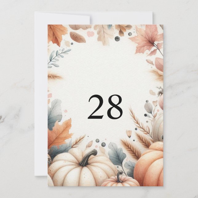 Convites Abóboras de outono texto de caligrafia aquarela  (Frente)
