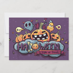 Convites Abóboras e Fantasmas de Halloween Doce ou Travessu