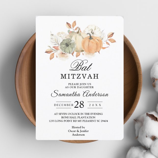 Convites Abóboras e Flores em Aquarela de Outono (Criador carregado)