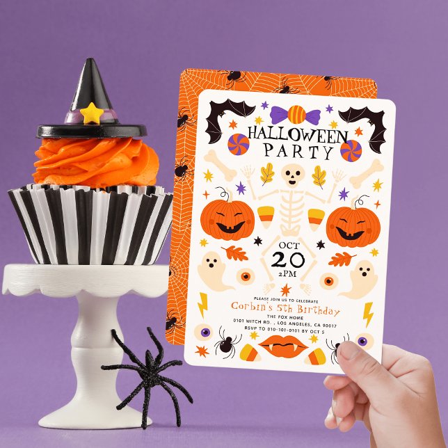 Convites Abóboras Esqueleto Fantasmas Aniversário Halloween (Criador carregado)