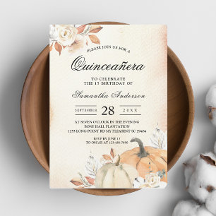 Convites Abóboras Laranja de Outono Rústico & Flores