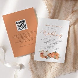 Convites Abóboras Laranjas Florais de Outono Código QR Conv