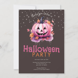 Convites Abóboras Rosa Deixam Estrelas na Festa de Hallowee