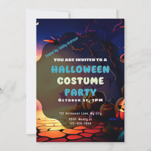 Convites Abóboras sinistras de Halloween Vintage na Florest
