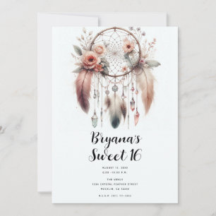 Convites Aborborizado Cristal Pena Dreamcatcher Boho Doce 1