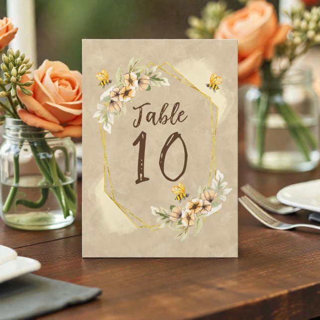 Convites Aborde Abelha Fofa Número de Mesa de Casamento Ace (Criador carregado)
