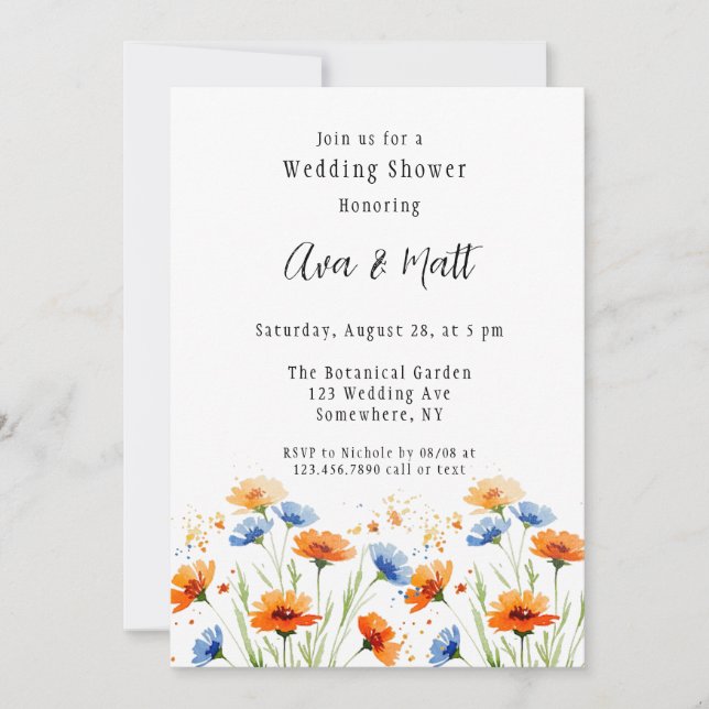 Convites Abraço de Chá de casamento de flor selvagem (Frente)