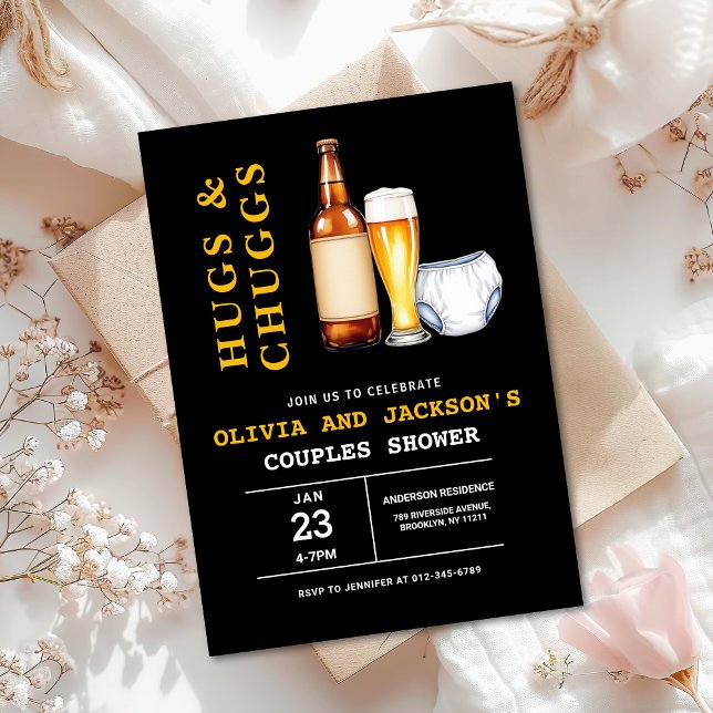 Convites Abraços & Cervejas Fraldas Casal Chá de Bebê (Criador carregado)