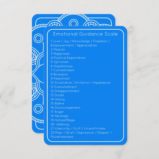 Convites Abraham Hicks Blue Emotional Scale Card (Frente/Verso)
