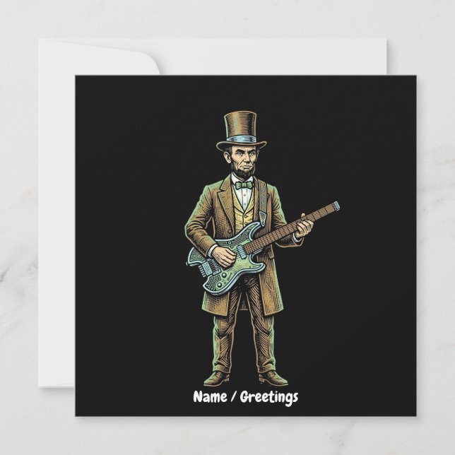 Convites Abraham Lincoln Cabeça de Guitarra Sem Cabeça em M (Frente)
