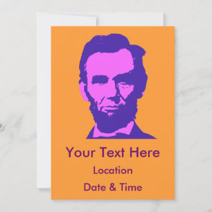 Convites Abraham Lincoln em Rosa e Roxo Pop Art