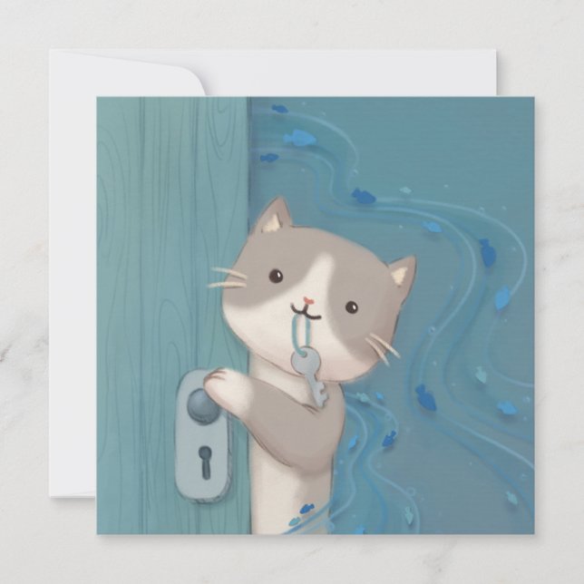 Convites Abrir: Cat com Chave (Frente)