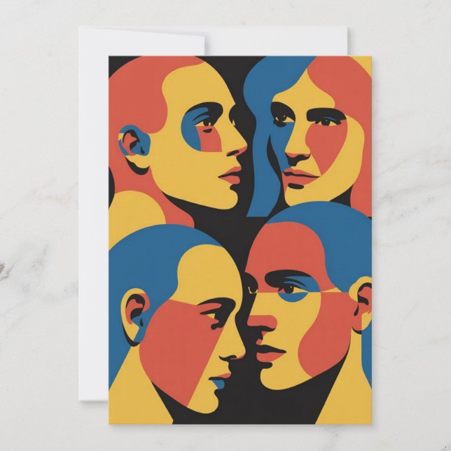 Convites Abstract Faces Grid Art Print, Human Faces (Frente)
