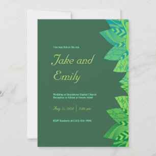 Convites Abstract Green Peacock Feathers Wedding Invitation
