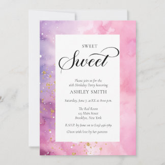Convites Abstract Pastel Pink Purple Sweet 16 Birthday