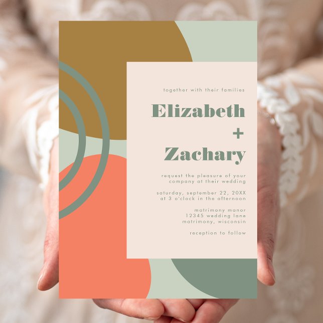 Convites Abstract Sage Green Wedding Invitation (Criador carregado)