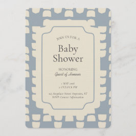 Convites Abstract Shape Geometric Gender Neutral Blue Beige