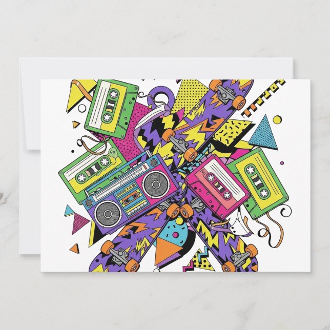 Convites Abstract Urban Vibes with Retro Colors (Frente)