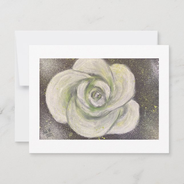 Convites Abstract White Rose on black background card (Frente)