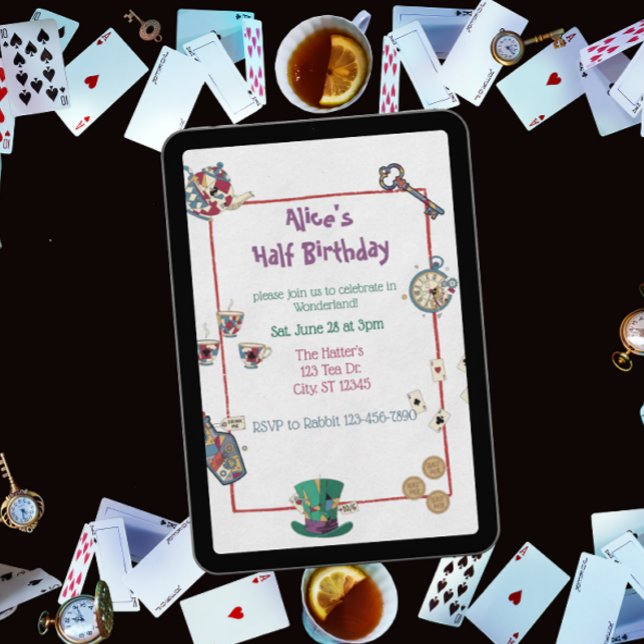 Convites Abstract Wonderland Birthday Invitation (Criador carregado)