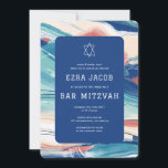 Convites Abstrato Art Star de David Custom Bar Bat Mitzvah<br><div class="desc">Cartão perfeito para anunciar um morcego mitzvah, bar mitzvah ou outra celebração judaica! Mão fez abstrato de arte para você na frente e atrás! TOTALMENTE PERSONALIZÁVEL! Clique em "Personalizar" acima para editar o texto. Clique em "editar usando a ferramenta design" para ajustar as fontes, as cores e os posicionamentos e...</div>