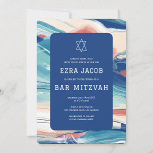Convites Abstrato Art Star de David Custom Bar Bat Mitzvah